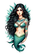 mysterious mermaid surrounded tattoo design idea