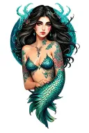 mysterious mermaid surrounded tattoo design idea