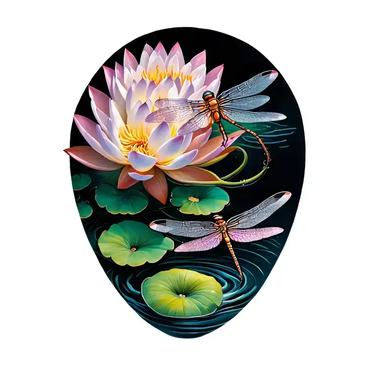 lotus flower and dragonfly tattoo design idea
