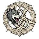 celtic love knot family rune and celtic wolf head tattoo design idea