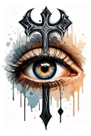 eye with cross in it tattoo design idea