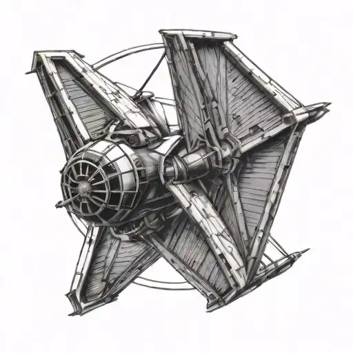 tie fighter shooting at x wing tattoo design idea