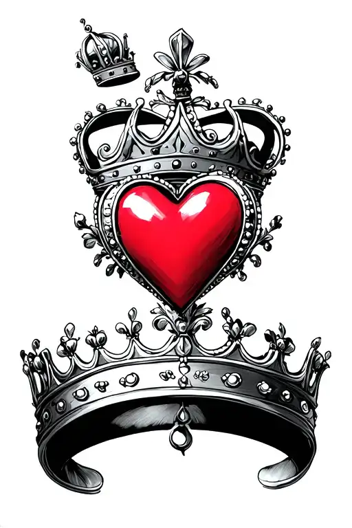 caro queen crown heart tattoo design idea