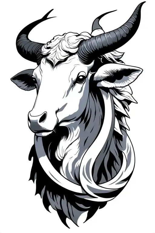futurist taurus sign + greek god tattoo design idea