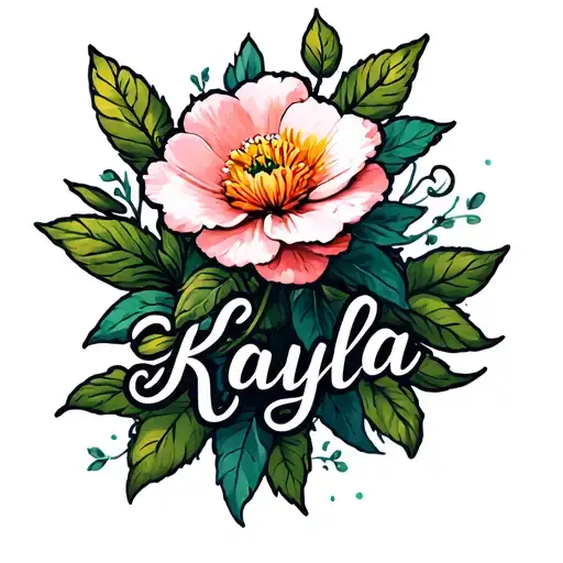 blossom flower Kayla name written tattoo design idea