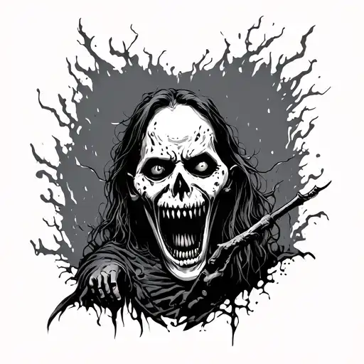 horror movie scene tattoo design idea