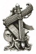 sword and bible verses tattoo design idea