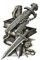 sword and bible verses tattoo design idea