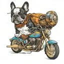 French bulldog riding a Harley motorcycle in Texas  tattoo design idea