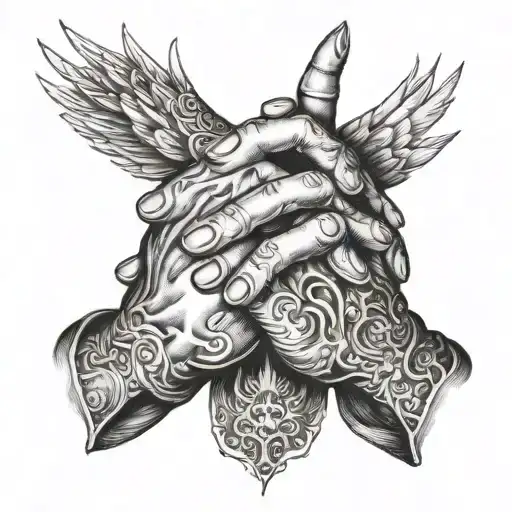praying hands tattoo design idea