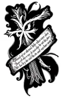 cross with a scripture saying blessed tattoo design idea