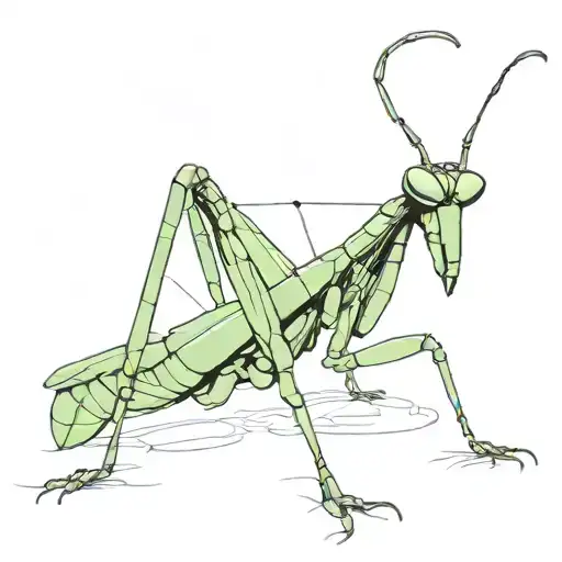 praying mantis line drawing tattoo design idea