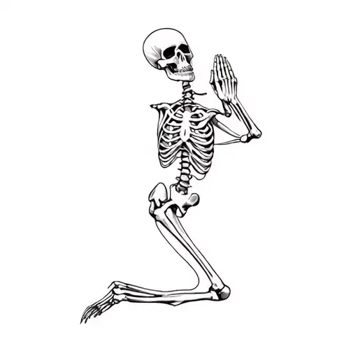 a skeleton praying tattoo design idea