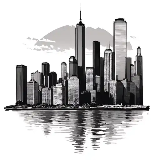 chicago skyline with waterfront tattoo design idea