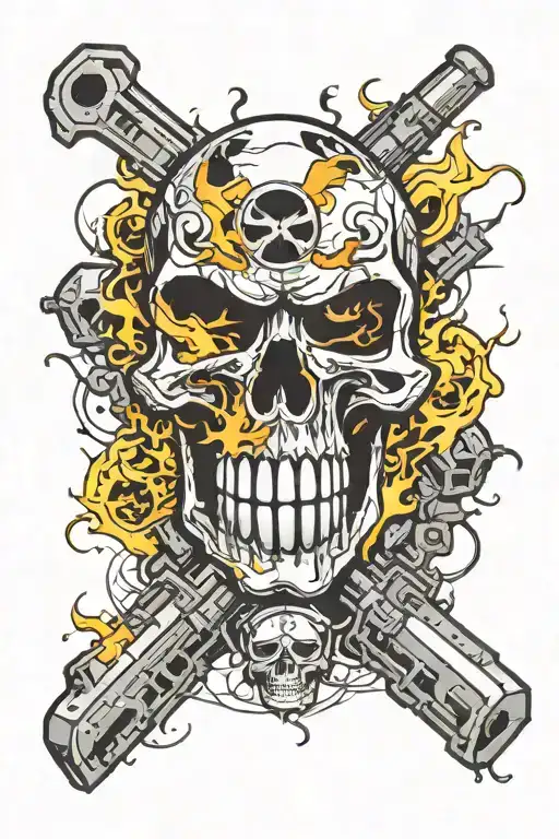 punisher Steelers explosion fire tattoo design idea