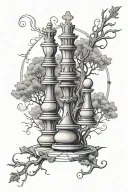 three trees and queen chess piece tattoo design idea