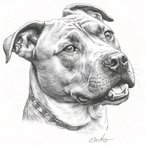  staffy  and white tattoo design idea