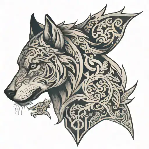 nordic skoll and hati tattoo design idea