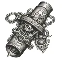 old school style forearm trap with chain down tattoo design idea