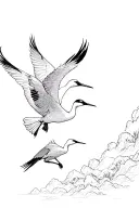 two cranes flying together tattoo design idea