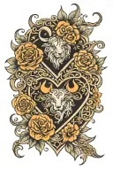 Leo and Taurus heart infinity flowers tattoo design idea