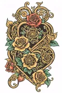 Leo and Taurus heart infinity flowers tattoo design idea