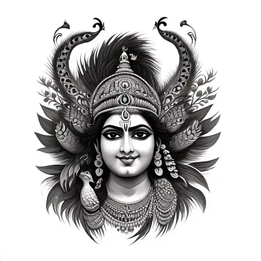 murugan vel peacocks features and hanuman gada together  tattoo design idea