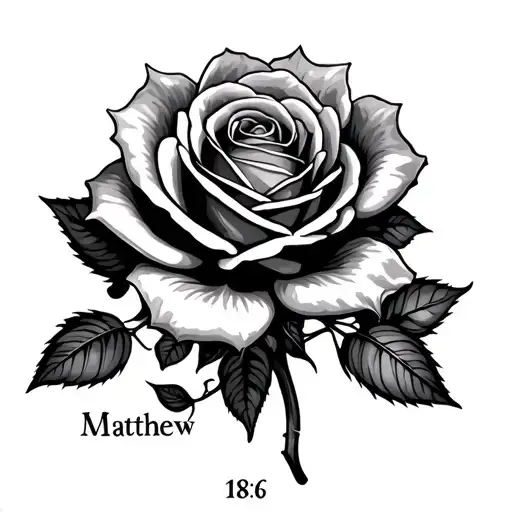 "Matthew 18:6" rose growing tattoo design idea