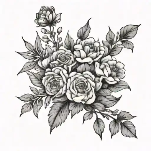 birth flower bouquet made September July August and may  tattoo design idea