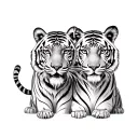 2 tigers family with 1 cub  tattoo design idea