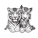 2 tigers family with 1 cub  tattoo design idea