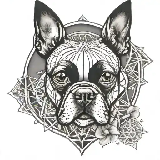 sacred geometry Boston terrier  tattoo design idea