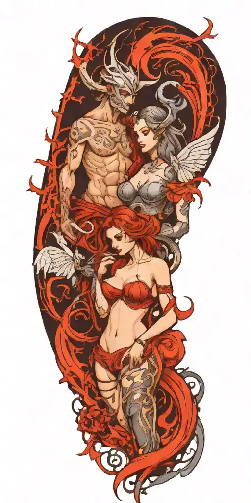 Inarius and lilith diablo iv tattoo design idea