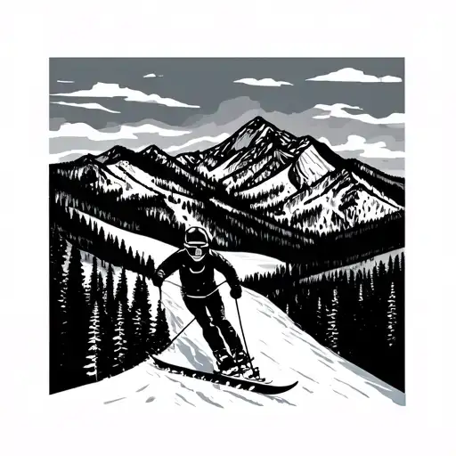 50th birthday snow skiing lake tahoe mountains tattoo design idea
