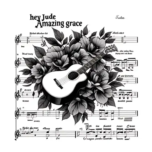 music sheets for hey Jude and amazing grace tattoo design idea