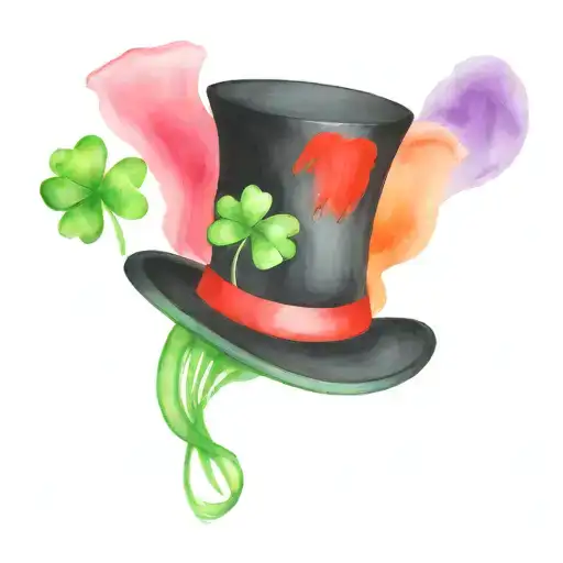 clovers, black top hat Irish heritage tattoo design idea