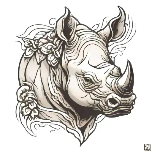 Rhino Head line tattoo tattoo design idea