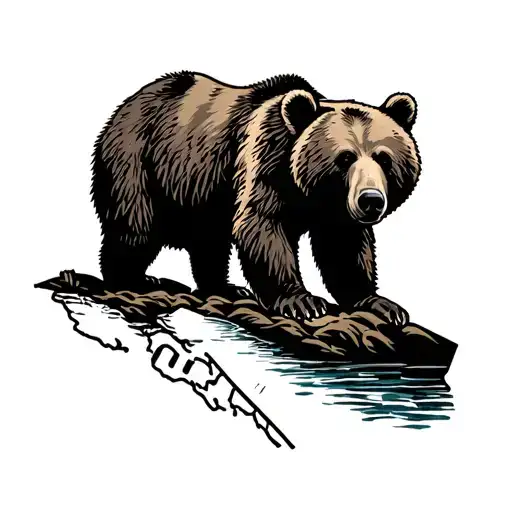 bear with California state outline tattoo design idea