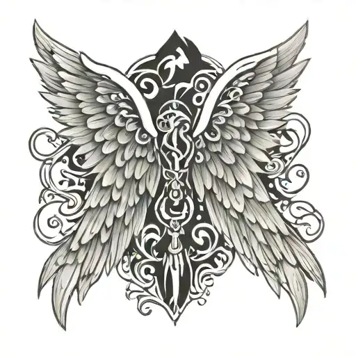 angel wings 4444 tattoo design idea