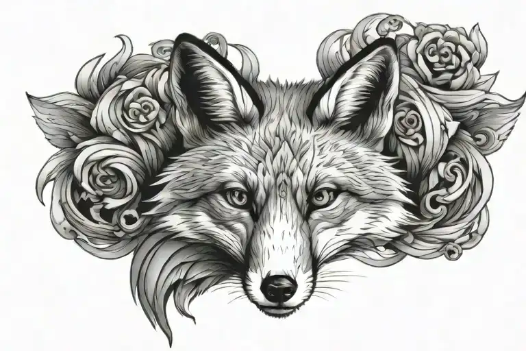 fox head tattoo design idea