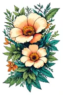 fllowers and herbs intertwined tattoo design idea