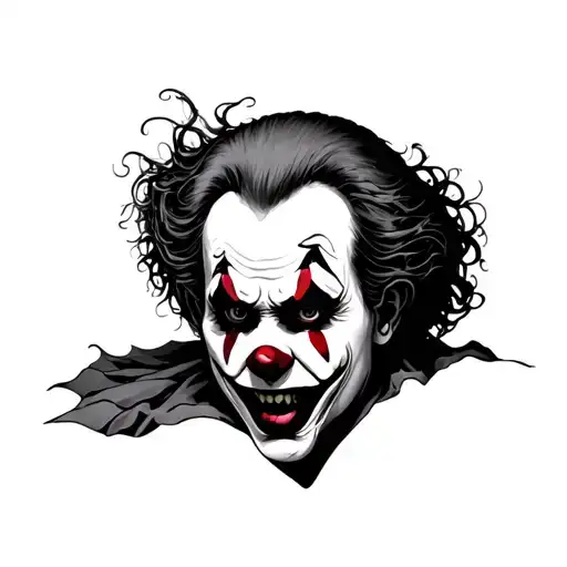 sad scary clown tattoo design idea
