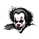 sad scary clown tattoo design idea