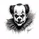 sad scary clown tattoo design idea