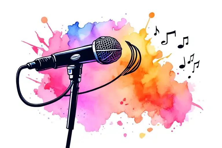 microphone surrounded by musical tattoo design idea