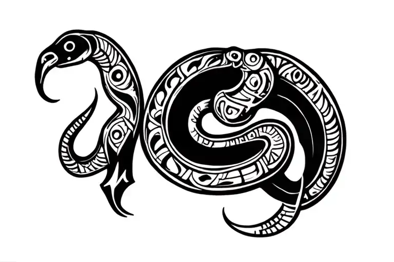 Aztec Snake, Mexican culture tattoo design idea