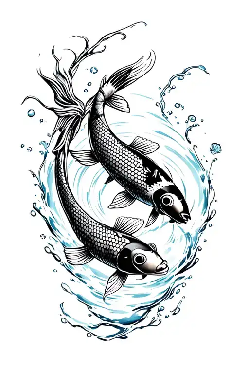 koi fish and water memorial for grandma tattoo design idea