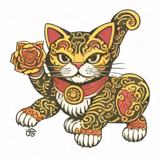 lucky cat tattoo design idea
