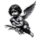 African American cherub angel tattoo design idea