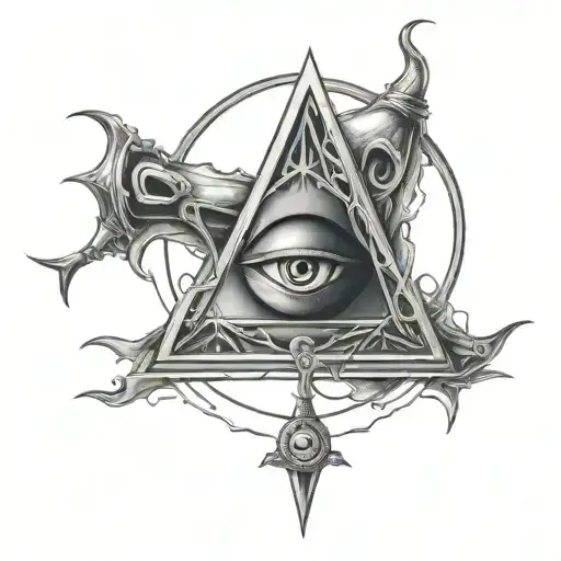 illuminati & Trishul intertwined tattoo design idea